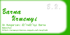 barna urmenyi business card